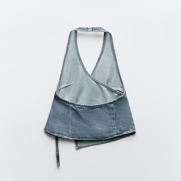 Zara TRF denim halter top Blue denim NWT - Picture 4 of 5